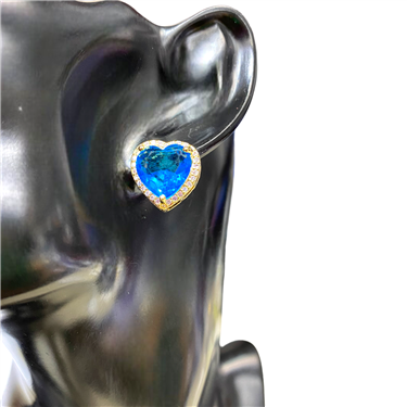 BLUE HEART STUD EARRING