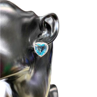 SILVER HEART STUD EARRING