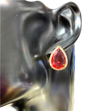 RUBY TEAR DROP EARRING