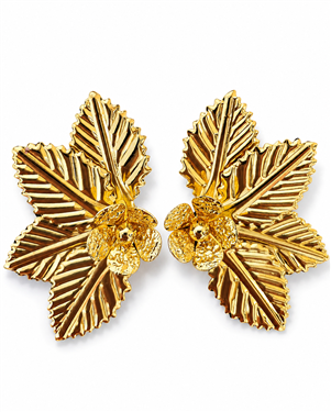 Gold Maple Leaf Flower Earrings