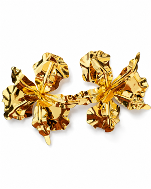 Gold 3D Petal Flower Earrings
