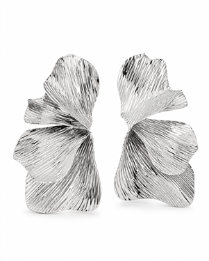 Four-Petal Pleated Flower Earrings