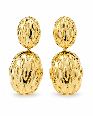Embossed Leaf Pattern Ball Drop Earrings