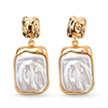 Trim Square Mother-of-Pearl Drop Earrings