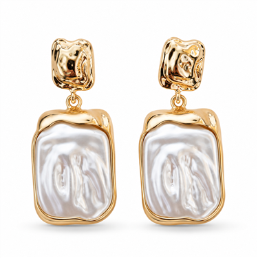 Trim Square Mother-of-Pearl Drop Earrings