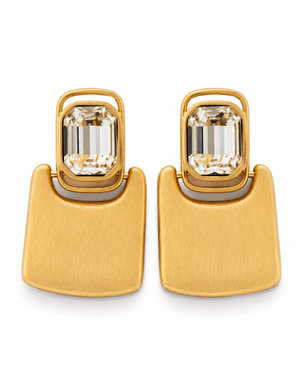 Square Crystal Gold Earrings