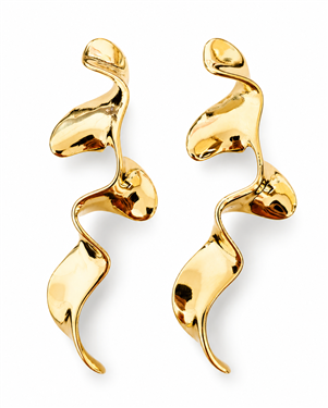 Gold Flowing Petal Long Earrings