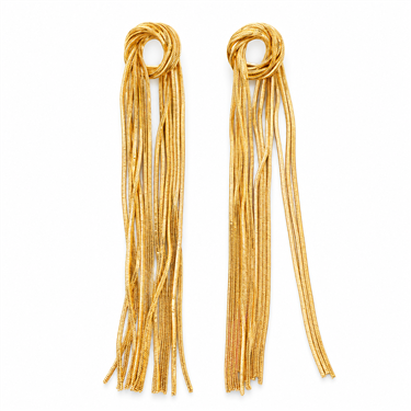 Gold Hoop Tassel Long Drop Earrings