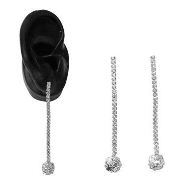 SILVER RHINESTONE DANGLING EARRING
