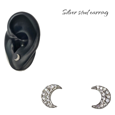 SILVER HALF MOON EARRING