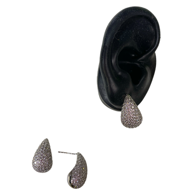 SILVER RHINESTONE TEAR DROP EARRING