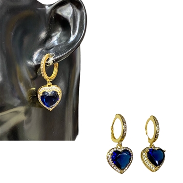 BLUE HEART DANGLING EARRING