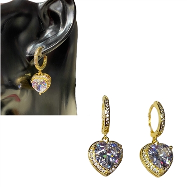 GOLD HEART DANGLING EARRING