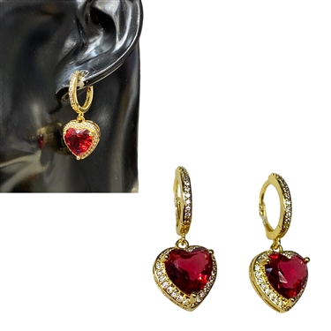 RED HEART DANGLING EARRING