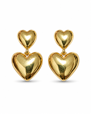 Double Heart Drop Earrings