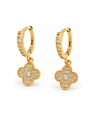 Clover Rhinestone Drop Earrings
