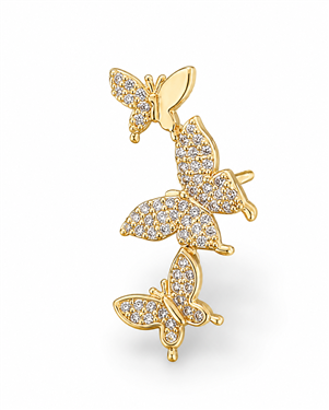 Gold Butterfly Rhinestone Earrings