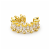 Gold Baguette Rhinestone Open Hoop Earring