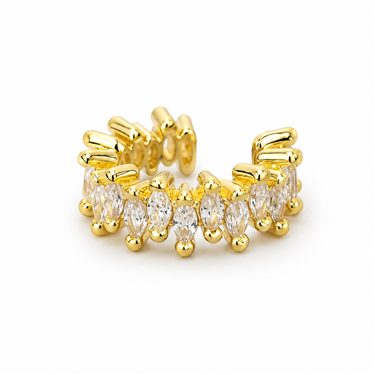 Gold Baguette Rhinestone Open Hoop Earring