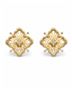 Openwork Four-Petal Rhinestone Stud Earrings