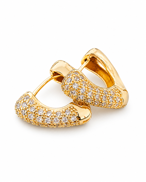 Gold Rhinestone Heart Hoop Earrings