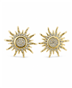 Gold Sunburst Rhinestone Stud Earrings