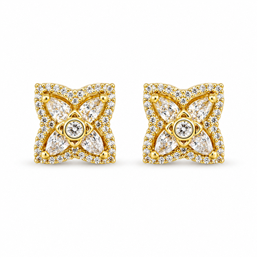 Square Bow Rhinestone Stud Earrings