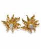 Gold Maple Leaf Rhinestone Stud Earrings