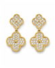 Double Clover Rhinestone Drop Earrings