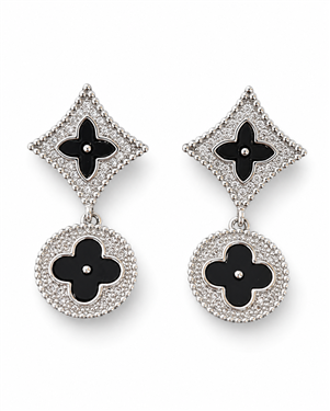 Black Clover Round Drop Earrings
