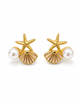 Starfish Shell Pearl Stud Earrings