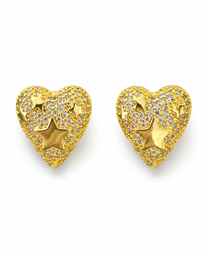 Rhinestone Heart Star Stud Earrings