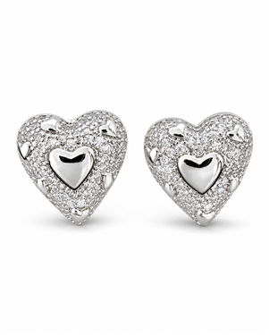 Rhinestone Heart Stud Earrings