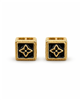 Square Four-Leaf Enamel Stud Earrings
