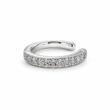 Silver C-Shaped Rhinestone Earrings