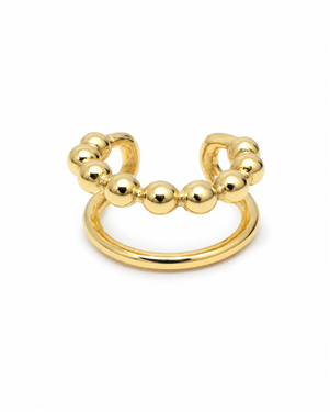 Gold Beaded Open Hoop Earrings