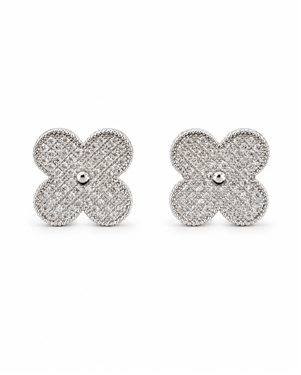 Four-Petal Flower Rhinestone Earrings