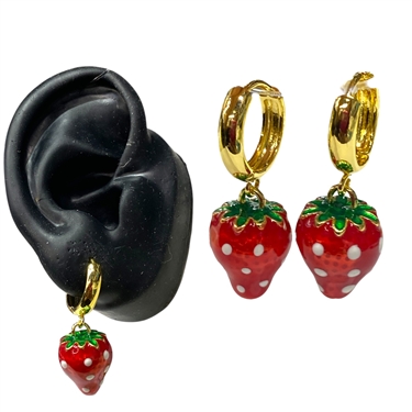 GOLD STRAWBERRY EARRING