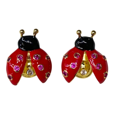 GOLD LADY BUG EARRING