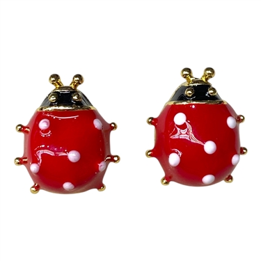 GOLD LADY BUG EARRING