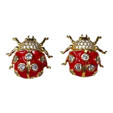 GOLD LADY BUG EARRING