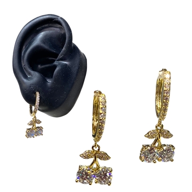 GOLD CHERRY HOOP EARING