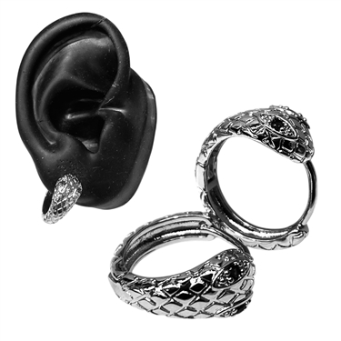 SILVER SNAKE HOOP EARRING