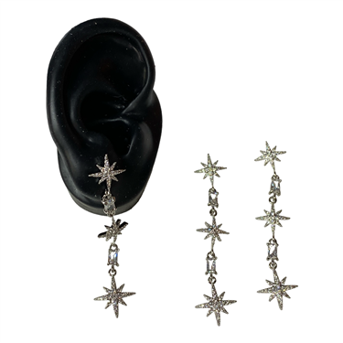 SILVER STAR DANGLING EARRING