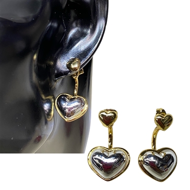 GOLD/SILVER HEART DANGLING EARRING