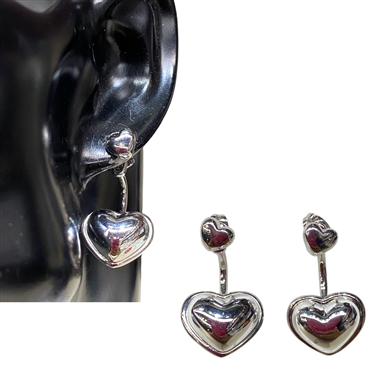 SILVER HEART DANGING EARRING