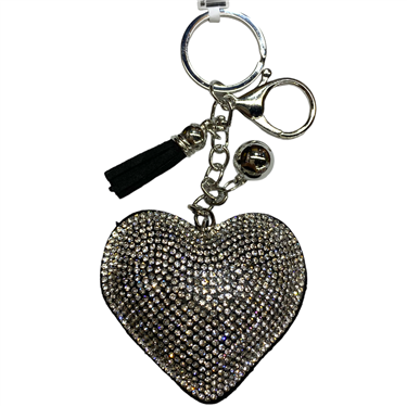 BLACK RHINESTONE HEART KEYCHAIN