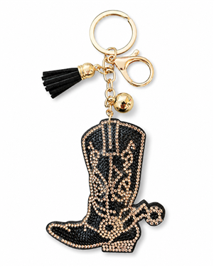 Cowboy Boot Rhinestone Keychain