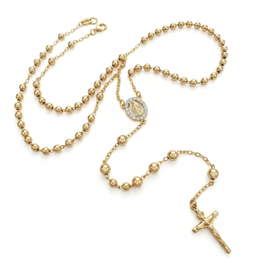 Gold-Plated Rosary Necklace