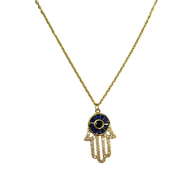 GOLD HASMA EVIL EYE NECKLACE